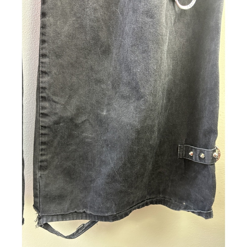 Tripp NYC Wide Leg Size 11 Jeans Black Goth Emo Punk Rave Chain Buckle 34" Waist - Picture 7 of 16